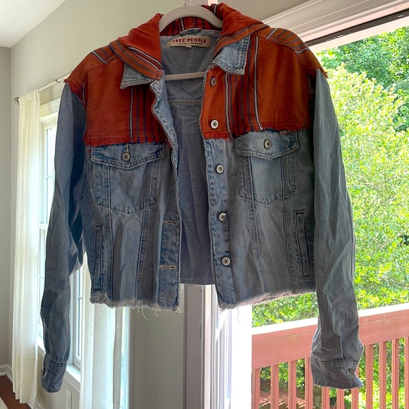 Cropped Jean Jacket with hoodie by Free People - Picture 6 of 11